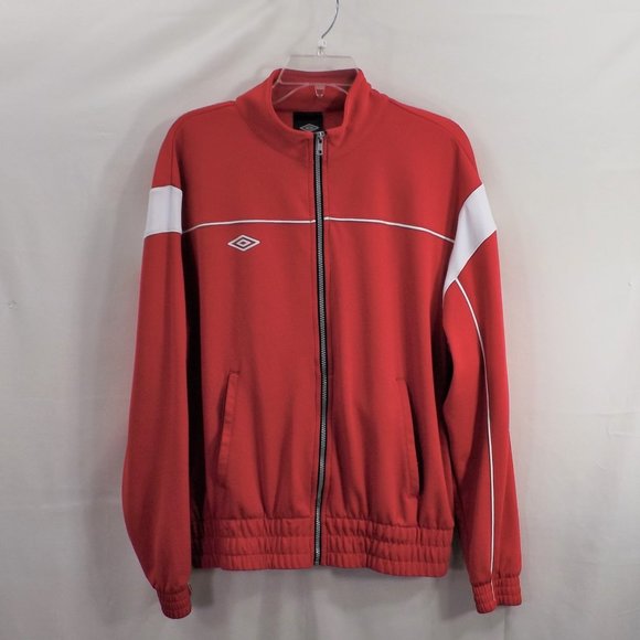 NWOT Umbro Mens Red & White Zip Up Varsity Sport Jacket M - Picture 4 of 14